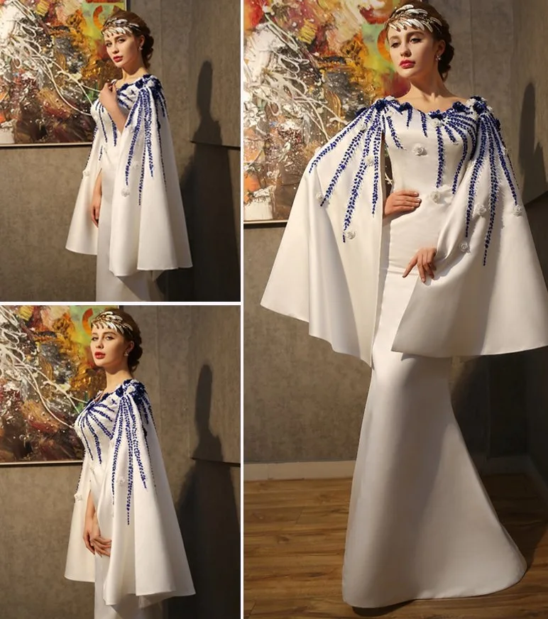 

2019 Vintage Mermaid Evening Dresses Beaded Sequins Long Formal Dress Fish Tail Banquet Evening Gowns Prom Engagement Dress