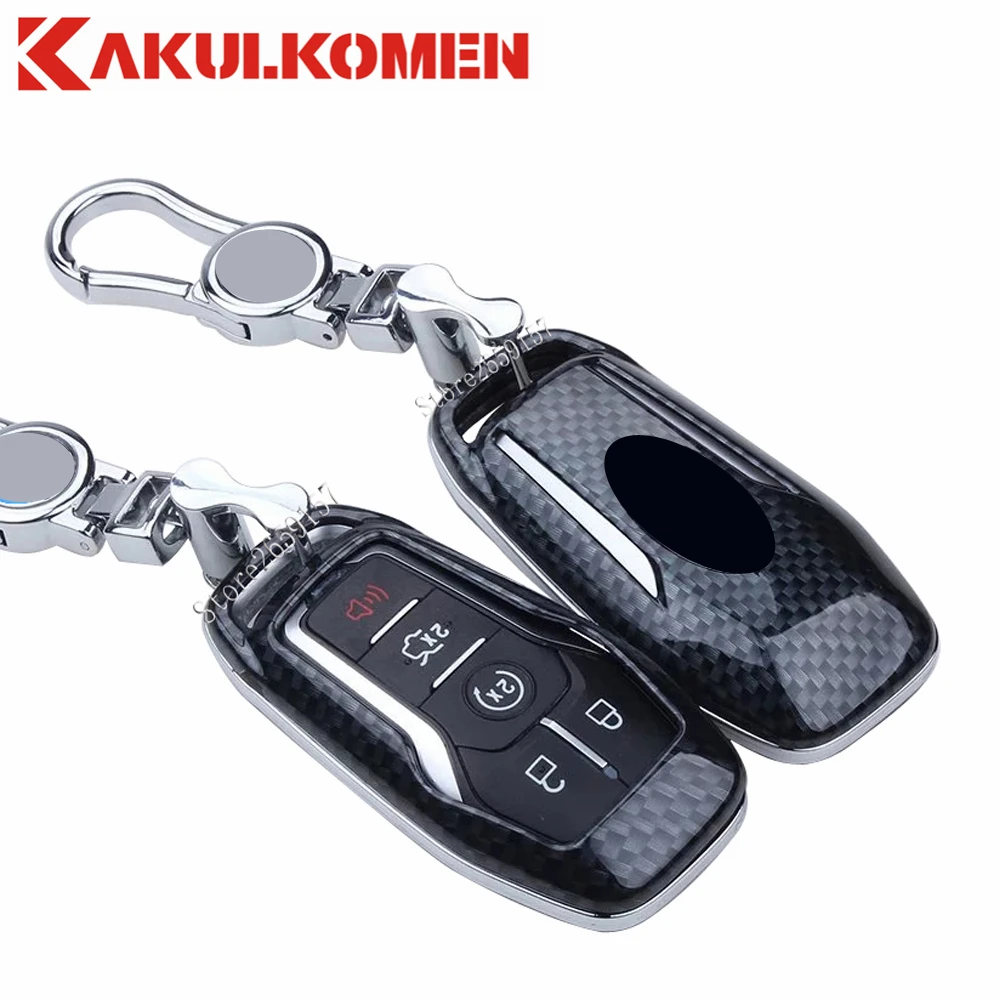 

Good signal Carbon Fiber For Ford Taurus Mustang Explorer Lincoln MKC MKX MKZ car styling key fob cover case skin house 5 Button