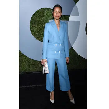 

2 Piece Sets Double Breasted Blazer Jacket & Zipper Trousers Office Lady Suit Lady Uniform Women Business Outfits Custom Made f5