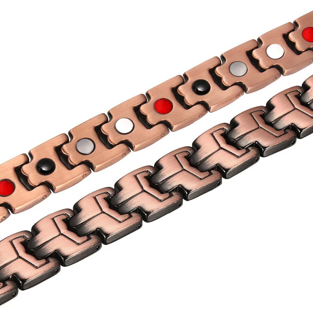 Hottime 4 in 1 Bio Elements Energy Magnetic Bracelet Red Copper Arthritis Therapy Health Men's Bracelets Fashion Jewelry 10211