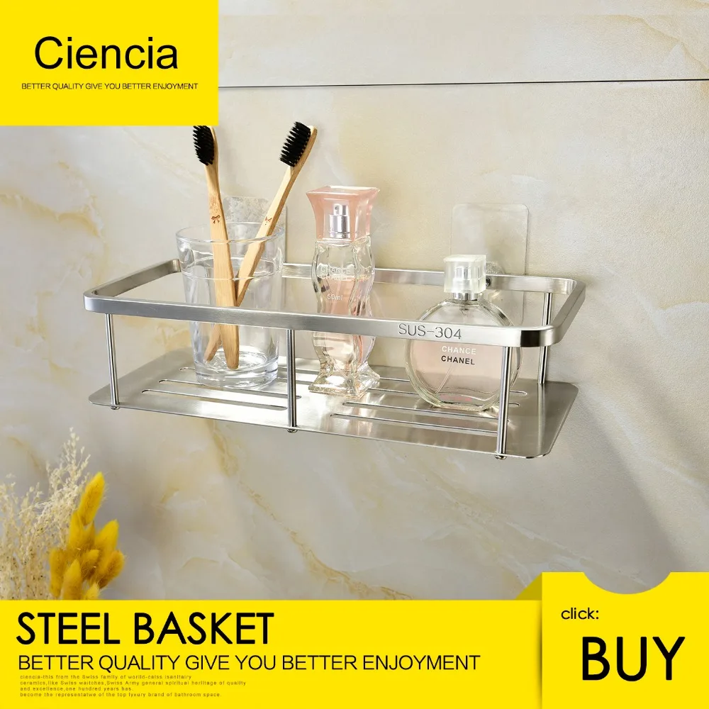 Free shipping SUS304 stainless steel wall mounted shelf for bathroom