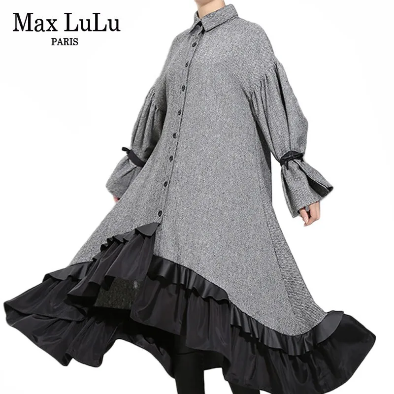 

Max LuLu Autumn 2019 Luxury Fashion Korean Ladies Punk Streetwear Womens Chiffon Patchwork Elegant Long Dresses Vintage Vestidos