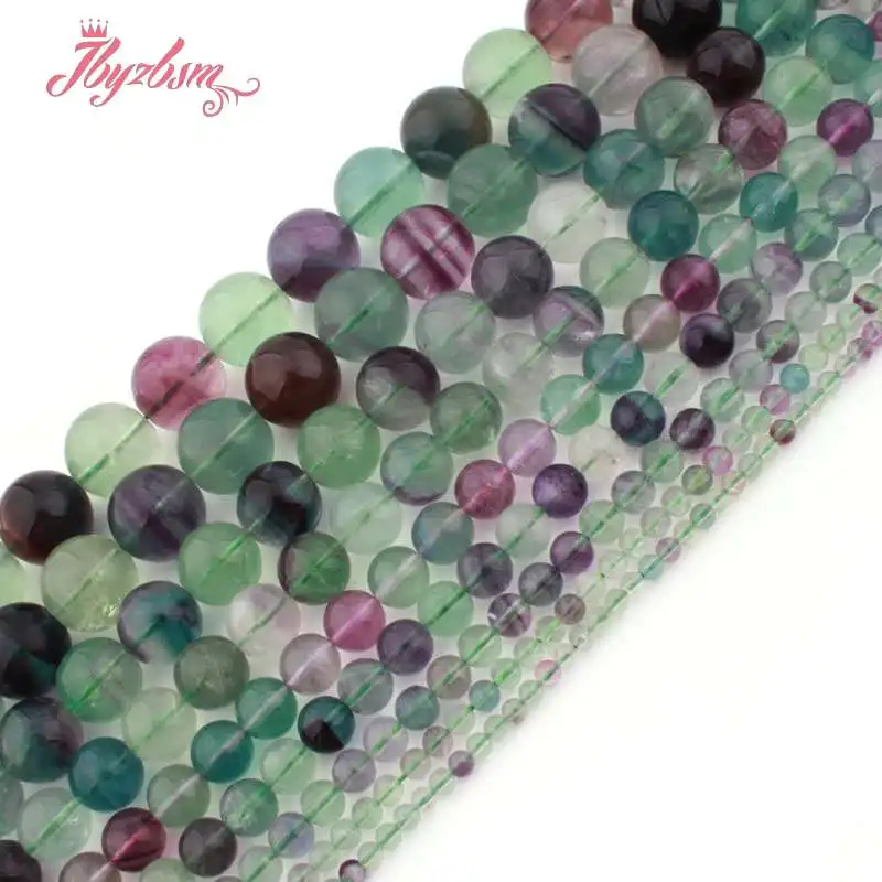 

6,8,10,12mm Smooth Round Ball Multicolor Fluorite Natural Stone Beads For DIY Necklace Bracelet Jewelry Making 15" Free Shipping