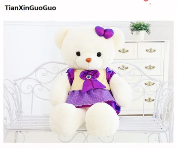 

about 60cm cartoon teddy bear plush toy purple skirt white bear soft doll,throw pillow birthday gift h1280