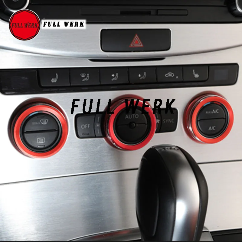 

Aluminum Alloy Car Air Conditioning AC Knob Audio Ring Decoration Cover Sticker Decor for VW CC 13-18 Magotan B7 12-16 Accessori