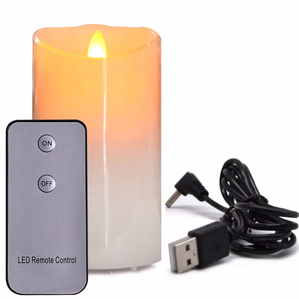 Rechargeable Flamless Candle Remote Control Included Real Wax Ivory