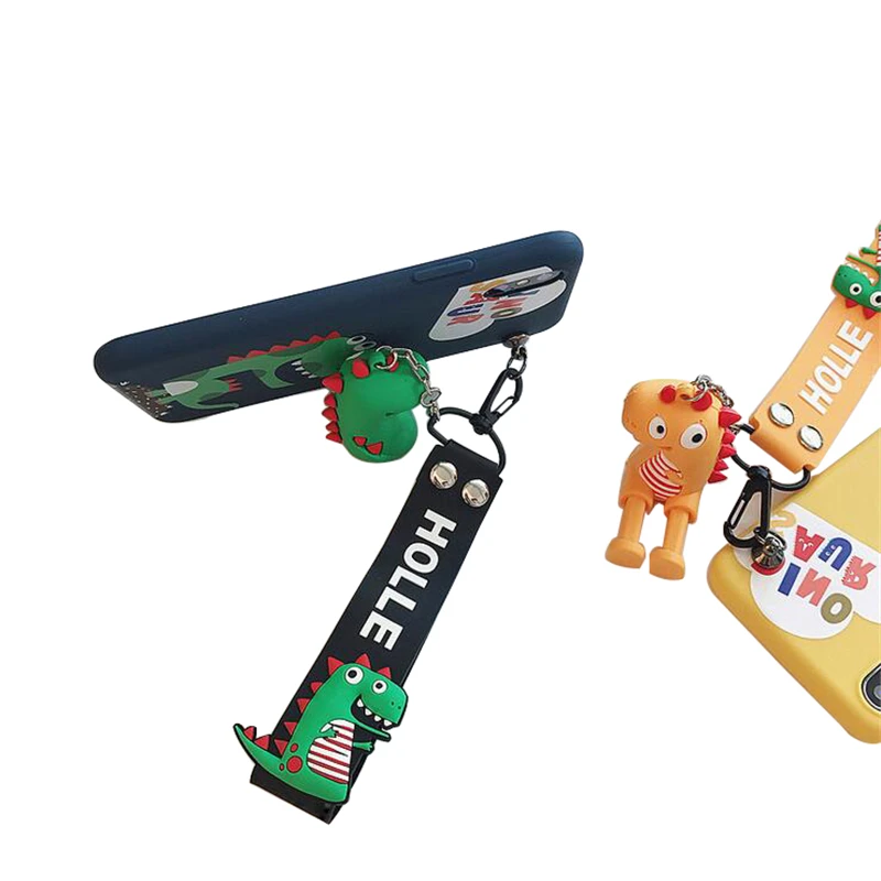 

Small dinosaur phone case with lanyard stand for iPhone X XS XR case couple soft silicone for iPhone7 8 6 6s cover