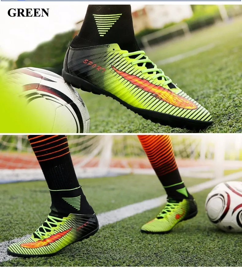 2019 новый дизайн футбол сапоги и ботинки для девочек высокие TF Крытый дети футбол в футзале обувь Высокое качество Turf мужские носки бутсы