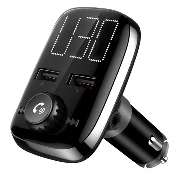 

Bluetooth FM Transmitter Aux In 1.6" Large LCD Handsfree Car Kit A2DP Music Player 5V 3.4A Dual USB Port Support SD Card U-disk