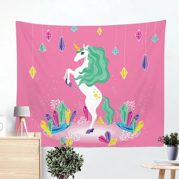 

Cartoon Rectangle Beach Towel Unicorn pringting Tapestry Bedspread Sheets Home Decorative Tapestries Beach Towel Polyester