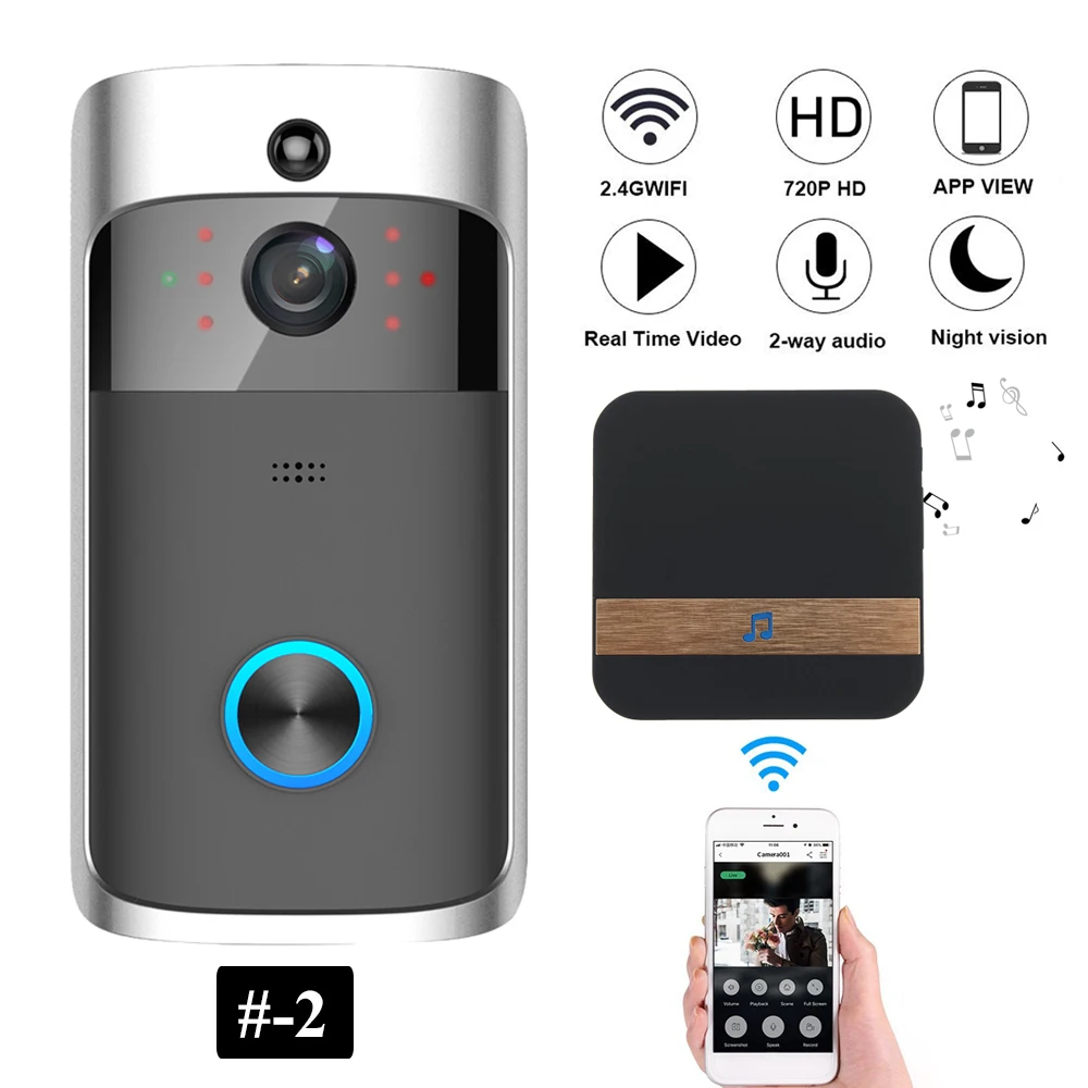 

Home Security Wireless WiFi Smartphone Remote Video Camera Doorbell Rainproof Two way talking HD Visual doorbell