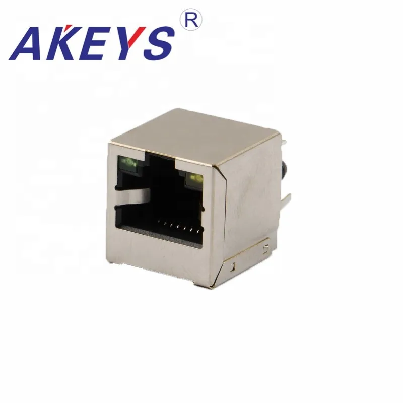

10PCS 5224+LED-8P8C Vertical Single Port With Transformer And LED Female RJ45 Jack Connector