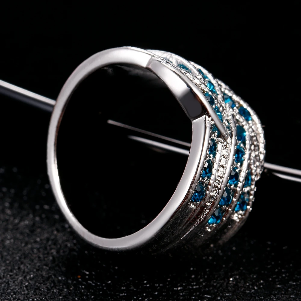 Изысканные ювелирные изделия, роскошные вечерние кольца queen Aquamarine для женщин, 925 серебряные ювелирные изделия, обручальное кольцо, подарок