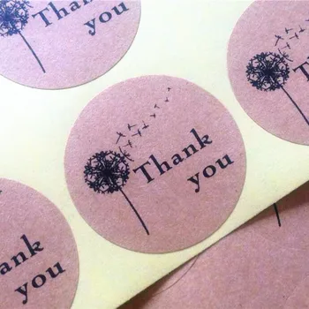 

100pcs Funny Round Thank you Kraft Adhesive gift Seal Sticker Kawaii Label for baking Students' DIY work Tools supplies