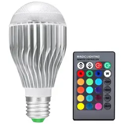 RGB светодио дный лампа светодио дный разноцветная лампа светодио дный Soptlight удаленного Управление светодио дный лампы E27 85-265 В 10 Вт