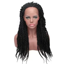 Feibin Синтетические волосы на кружеве оплетки парик для черных Для женщин высокое Температура волокна для наращивания на всю голову, в ассортименте черный, белый парик 14, 16, 18, 20, 24 дюйма c33