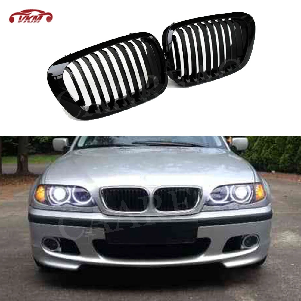 

Front Kidney Double Slat Grill Mesh Grille Frame Covers For BMW 3 Series E46 4 Door 2Door Coupe 318I 320I 325I 330I 1998-2001