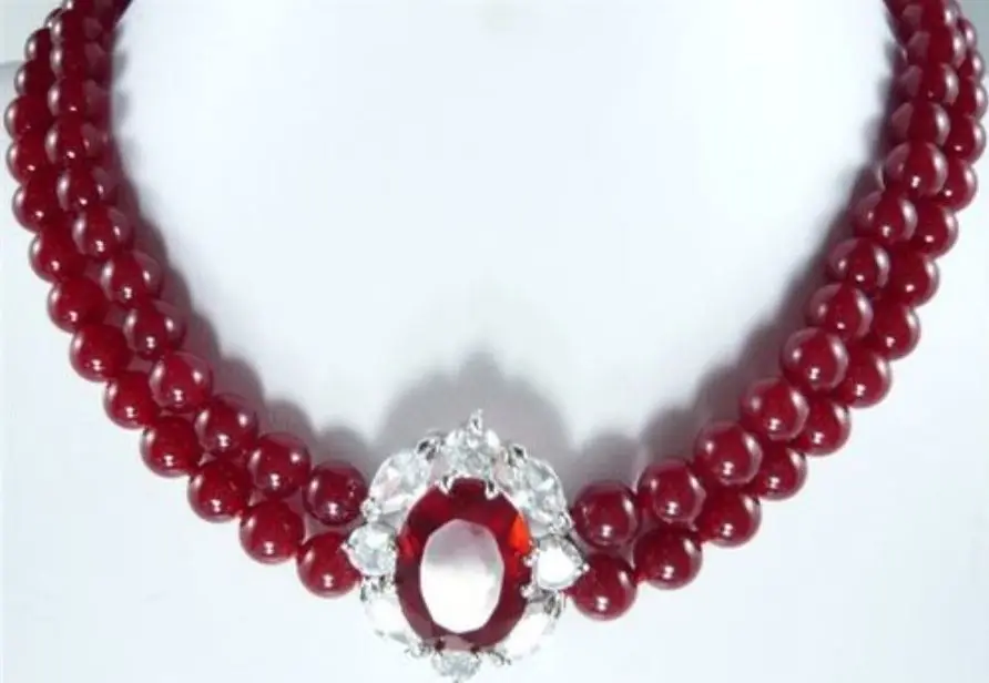 FREE SHIPPING>>> > 0107 Red stone +Crystal Pendant Necklacein