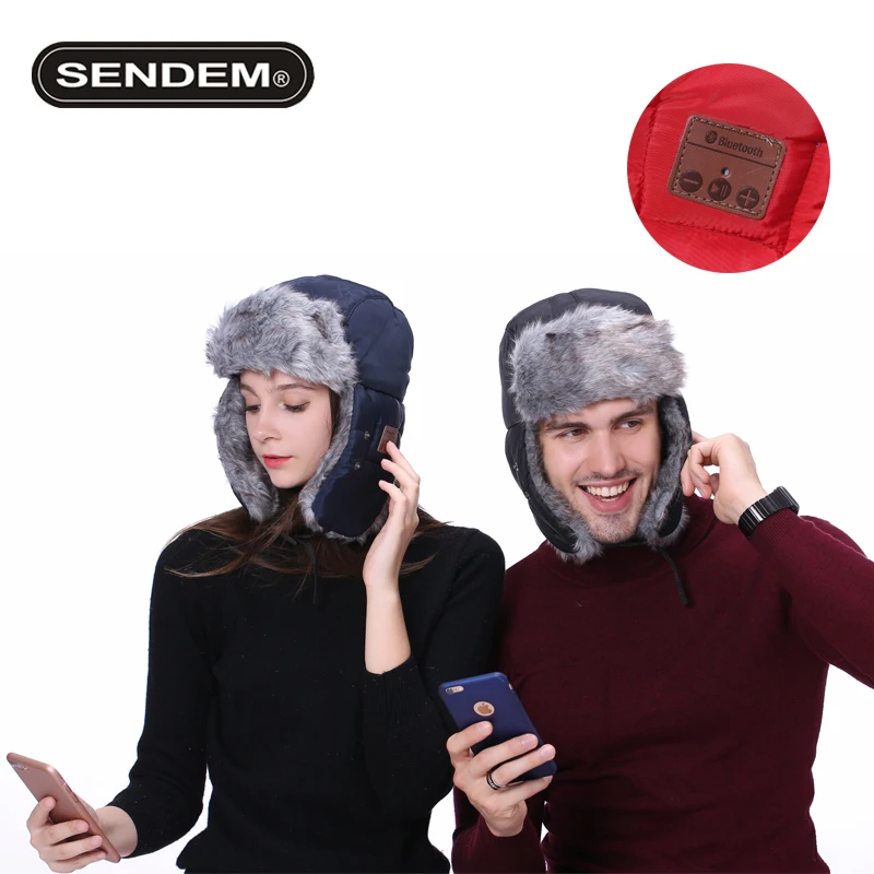 SENDEM M12 fashion fleece thick warm earmuffs wind cap bluetooth headphones winter ear protector windproof ski hat earphone | Электроника