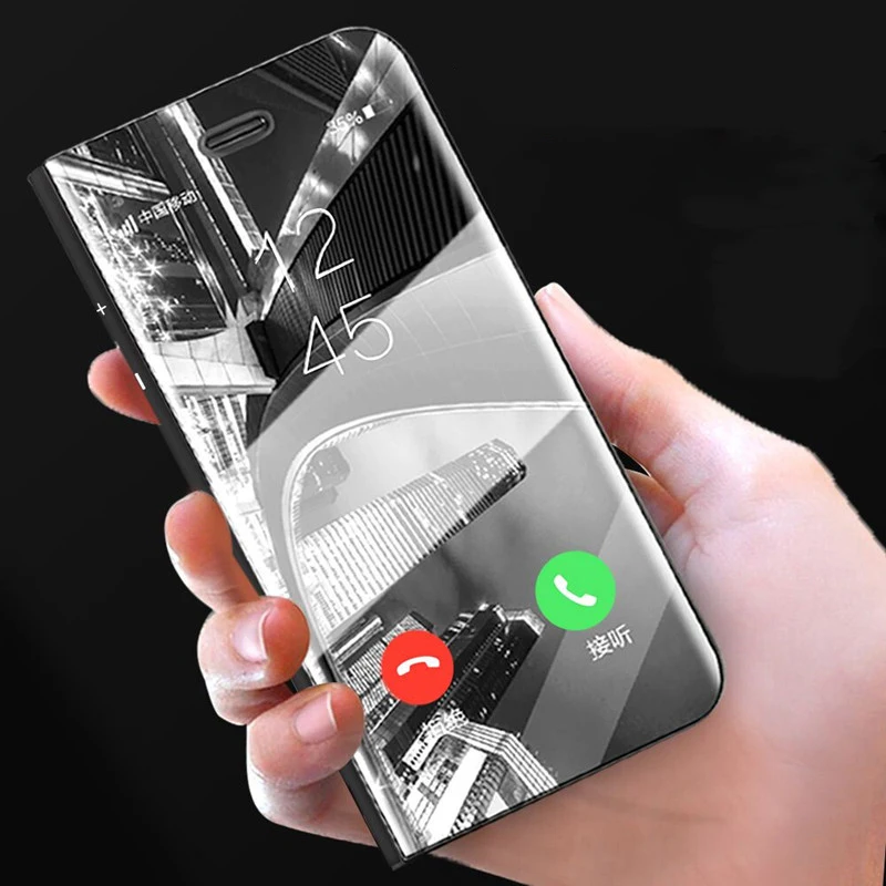 

Smart View Mirror Cases for iPhone 6 6S 7 8 Plus X Case Flip Leather Stand Holder Clear Case for iPhone 8 Plus Case Fundas Coque