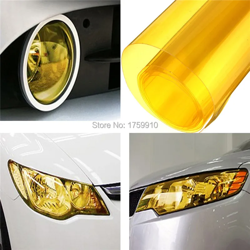 

30 x 60cm Yellow DIY Tinting Car Fog Tail Light Headlights Vinyl Film Wrap Sheet