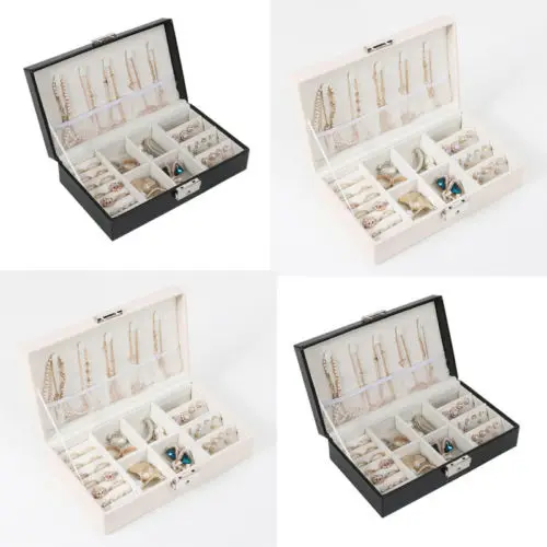 

New Organizer Portable Travel Jewelry Box Velvet Jewellery Ornaments Case Storage Black&White