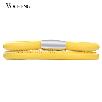 

Endless Charms Interchangeable Lambskin Bracelet 4 Sizes Stainless Steel Magnet Clasp Yellow Bangle VC-035