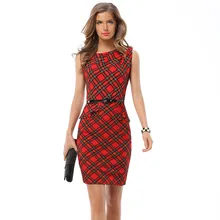Сексуальное и элегантное модное женское платье без рукавов большого размера в клетку, платье карандаш с поясом размера плюс S-XXXL, платье карандаш