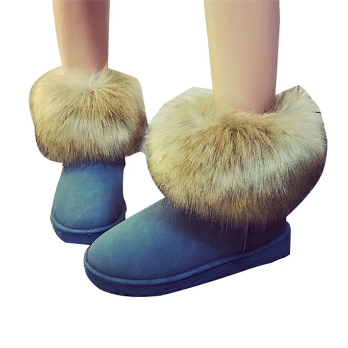HEE GRAND Брендовая женская обувь модные зимние ботинки с толстым мехом новинка женская зимняя теплая ватная обувь ботильоны XWX3265 - Цвет: blue
