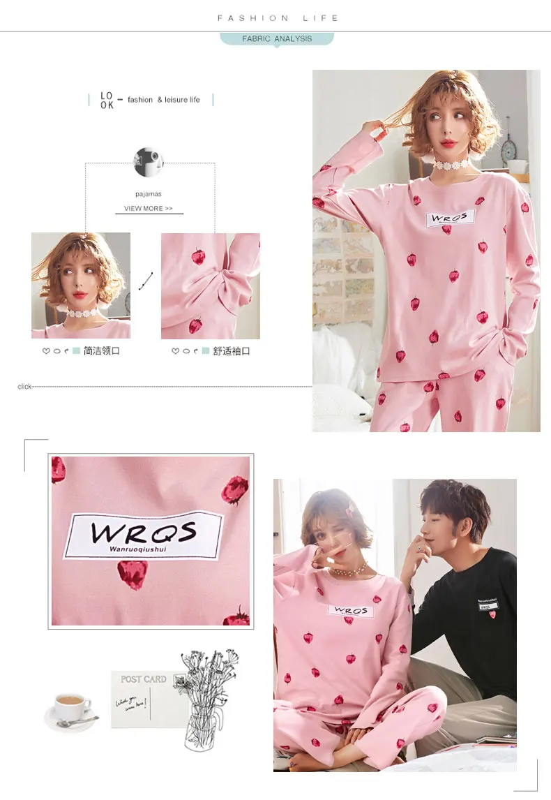 Осенне-весенние брендовые хлопковые Пижамные комплекты парная Пижама семейный Пижамный костюм для влюбленных Повседневная Домашняя одежда для мужчин и женщин