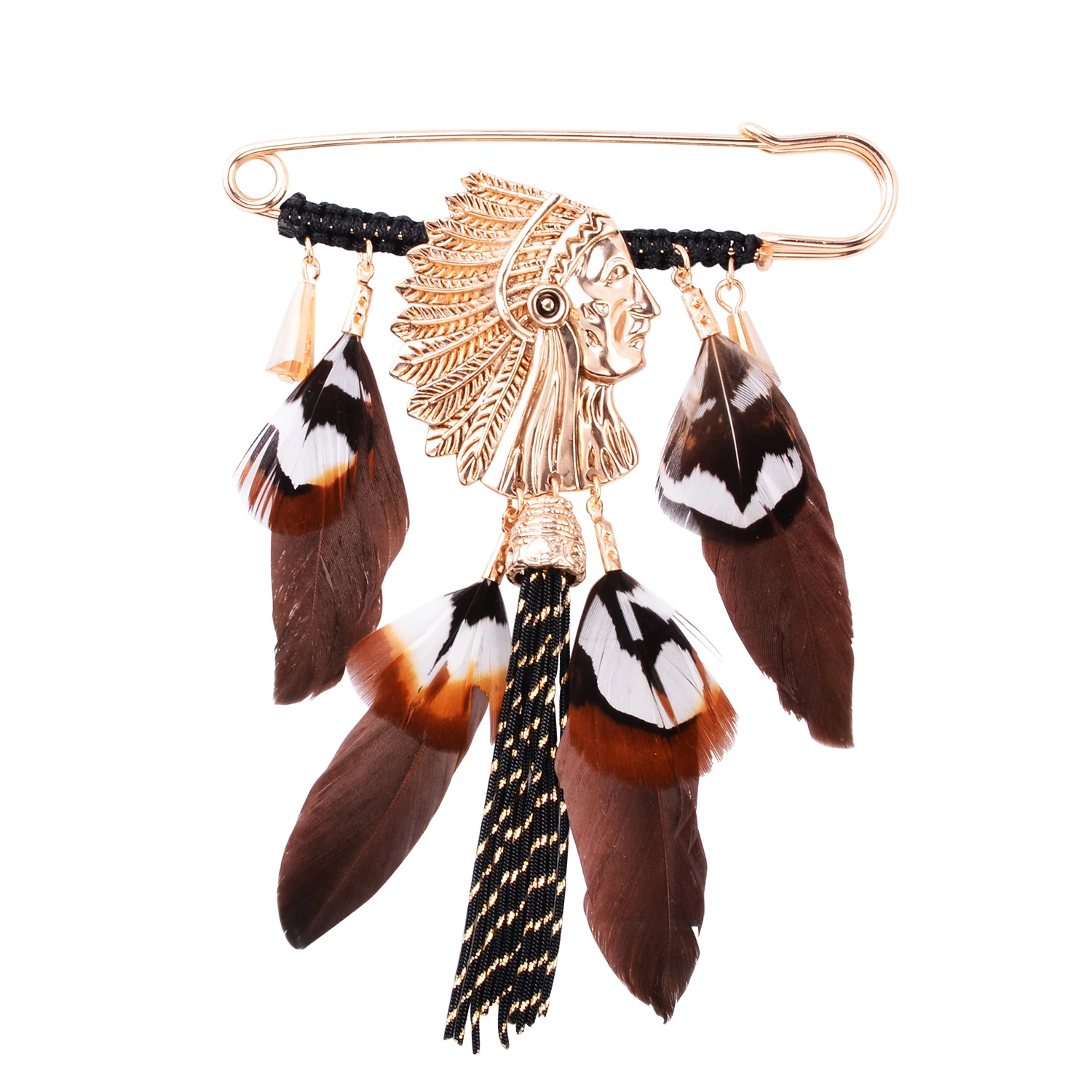 ICEYY 4.7" Vintage Indian Headdress Extra Large Stainless Steel Safety