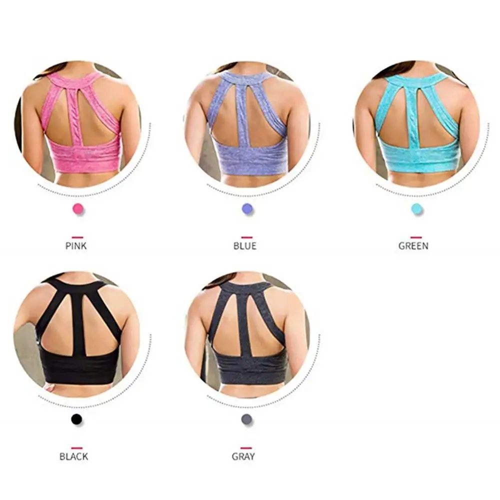 

Professional Women Running Sport Bra No Rims Hollow Out Back Yogo Bra Vest Quick-Drying Fitness Gym Shockproof Sportwear Top