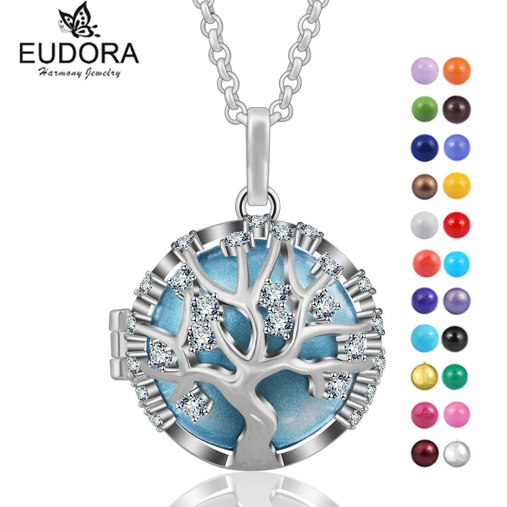 

Eudora Harmony Life Tree Crystal Locket Cage Pendant Necklce femme colgante Floating locket Angel Caller Sounds Ball Jewelry