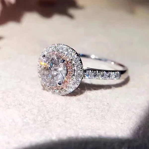 Пинки большое свадебное фианитовое кольцо для женщин Белое Золото цветной AAA циркон ювелирные украшения, обручальное кольцо Размер от 6 до 10