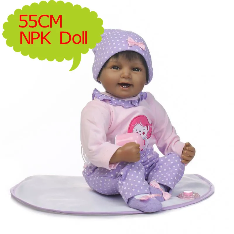 

Latest NPK Black Reborn Baby Silicone 22 Inch 55 CM Realistic BeBe Reborn As Girl Birthday Gift 2017 LifeLike Doll Fashion Toys
