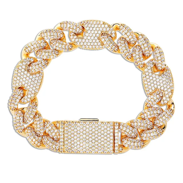 Topgrillz 16mm Iced Out Cuban Bracelets Chain Hip Hop Jewelry Gold ...
