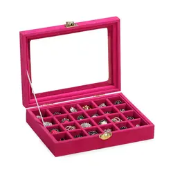 24 слота бархатный женский стол ящик для хранения ювелирных изделий переносное кольцо Ожерелье Ювелирные изделия Чехол для женщин