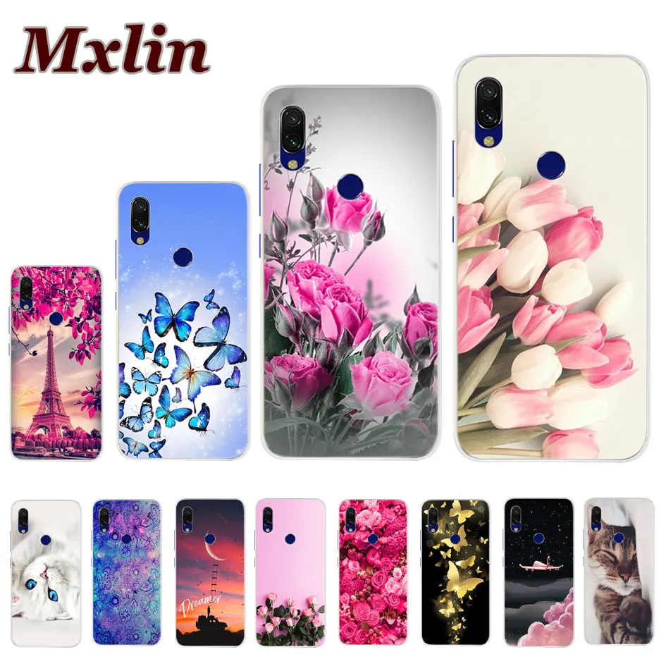 Чехол для Xiaomi Redmi 7 задняя крышка телефона чехлы с животными мягкие силиконовые из