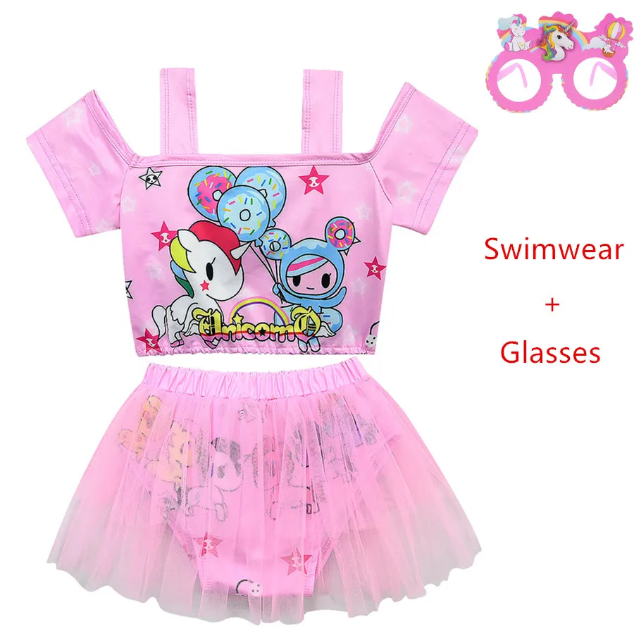 

New 2019 Girls Swimwear Unicorn two Piece Children's Swimwear Printed Swimming Suits Unicorn Girl Swimsuits High Quality