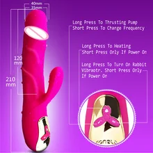 Sex Products 10 modes G-spot Thrusting Rabbit Vibrator USB Female Masturbation Pump Heating Dildo Vibrator Sex Toy for woman