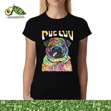 Pug Dog Love Womens T-shirt XS-3XLStreetwear Funny Print Clothing Hip-Tope Mans T-Shirt Tops Tees Print Tee Shirts Solid Color dog print tee
