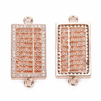 

LOULEUR Abacus Women Charm Pendant Connectors Square Micro Pave Zircon Copper Connectors For DIY Bracelet Accessories Makings