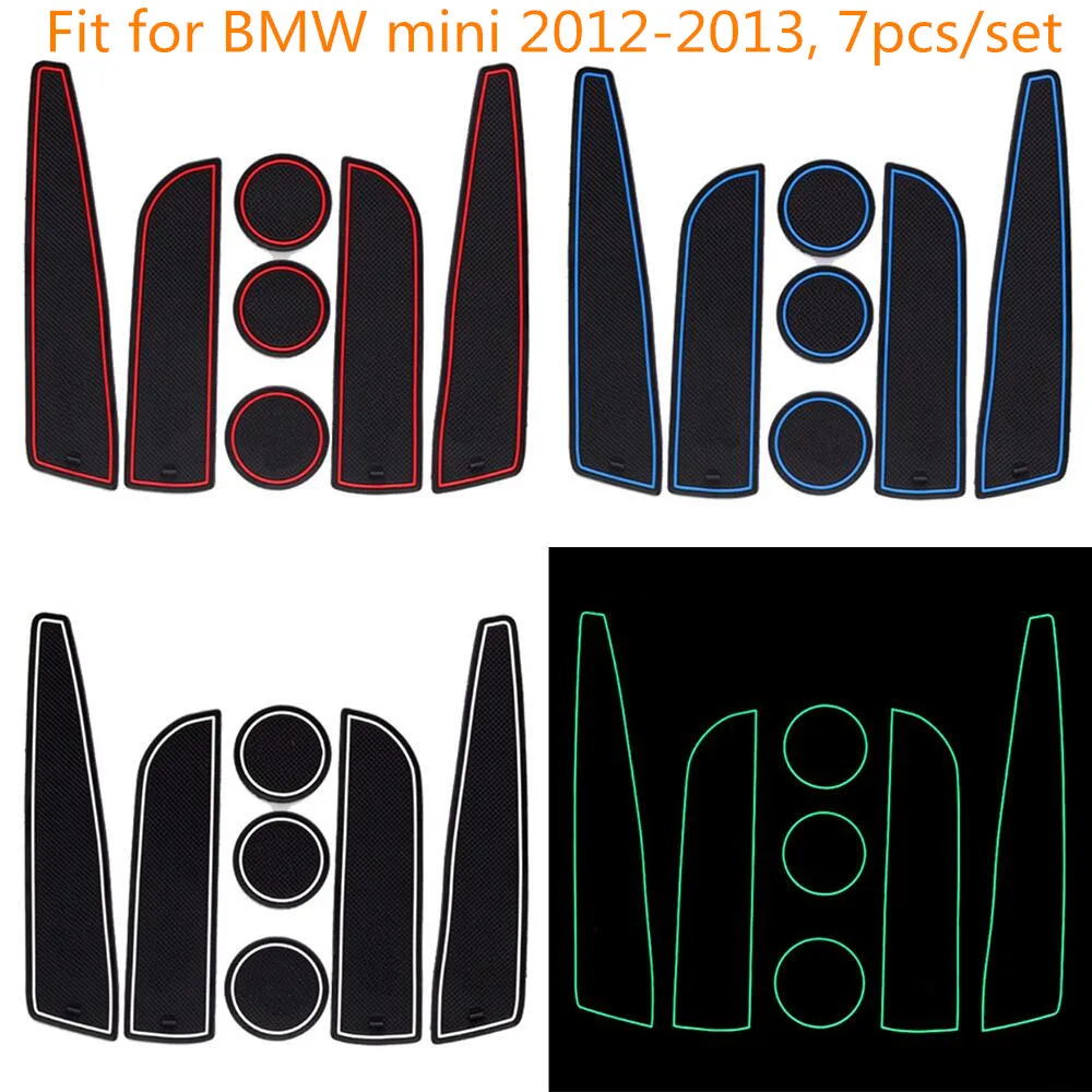 

Anti Slip 7pcs Car Door Slot Latex Groove Mat Interior Cup Cushion Fit for 2012-2013 BMW mini Car Styling