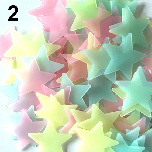 100 шт домашний светится в темноте звезды потолочные Настенные наклейки детская спальня 3D наклейка - Цвет: Multicolor
