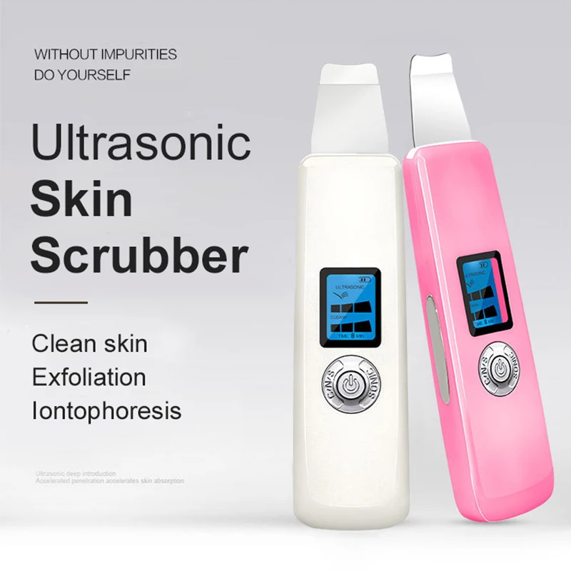 

New Ultrasonic Ion Skin Scrubber Facial Care Ultrasonic Scrubber Cleaner Blackhead Removal Face Peeling Extractor Skin Device
