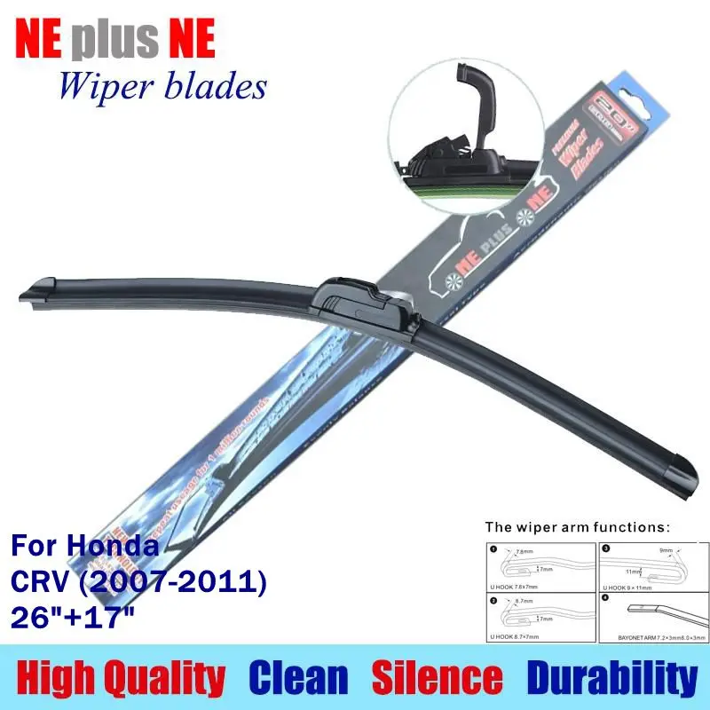 Car wiper blades for Honda CRV (2007 2011) 26"+17" Rubber fit side J hook windows windshield