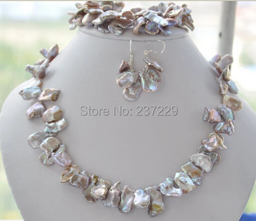 

Wholesale price FREE SHIPPING ^^^^^^lavender lamina KESHI REBORN PEARL NECKLACE BRACELET EARRING