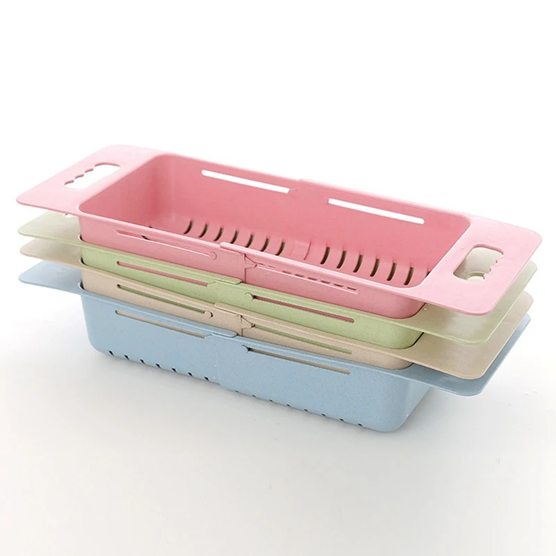 

Adjustable Home Kitchen Plastic Over Sink Dish Drying Rack Dish Wash Drainer Vegetables Drying Rack Basket Organizer Tray 4Color
