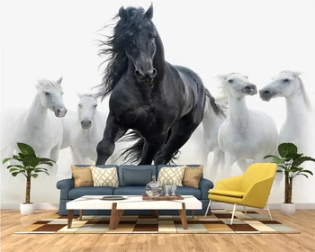 

beibehang Custom wallpaper modern minimalist Mercedes black and white horse wall living room decoration wallpaper mural