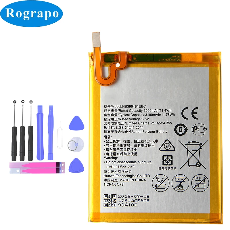 

Original 3100mAh Battery HB396481EBC For Huawei ASCEND G7 PLUS HONOR 5X G8 G8X RIO L03 -UL00/TL00/AL00 Mobile Phone Batteries